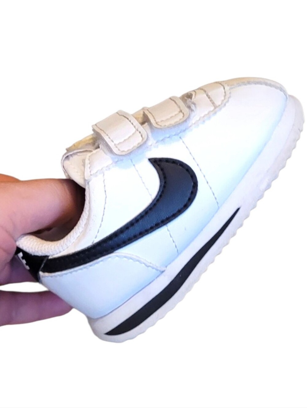 Nike Cortez White & Black Velcro Toddler Sneaker Size 4C